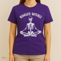 Namaste Witches Skeleton Halloween Yoga T-Shirt thumb 4
