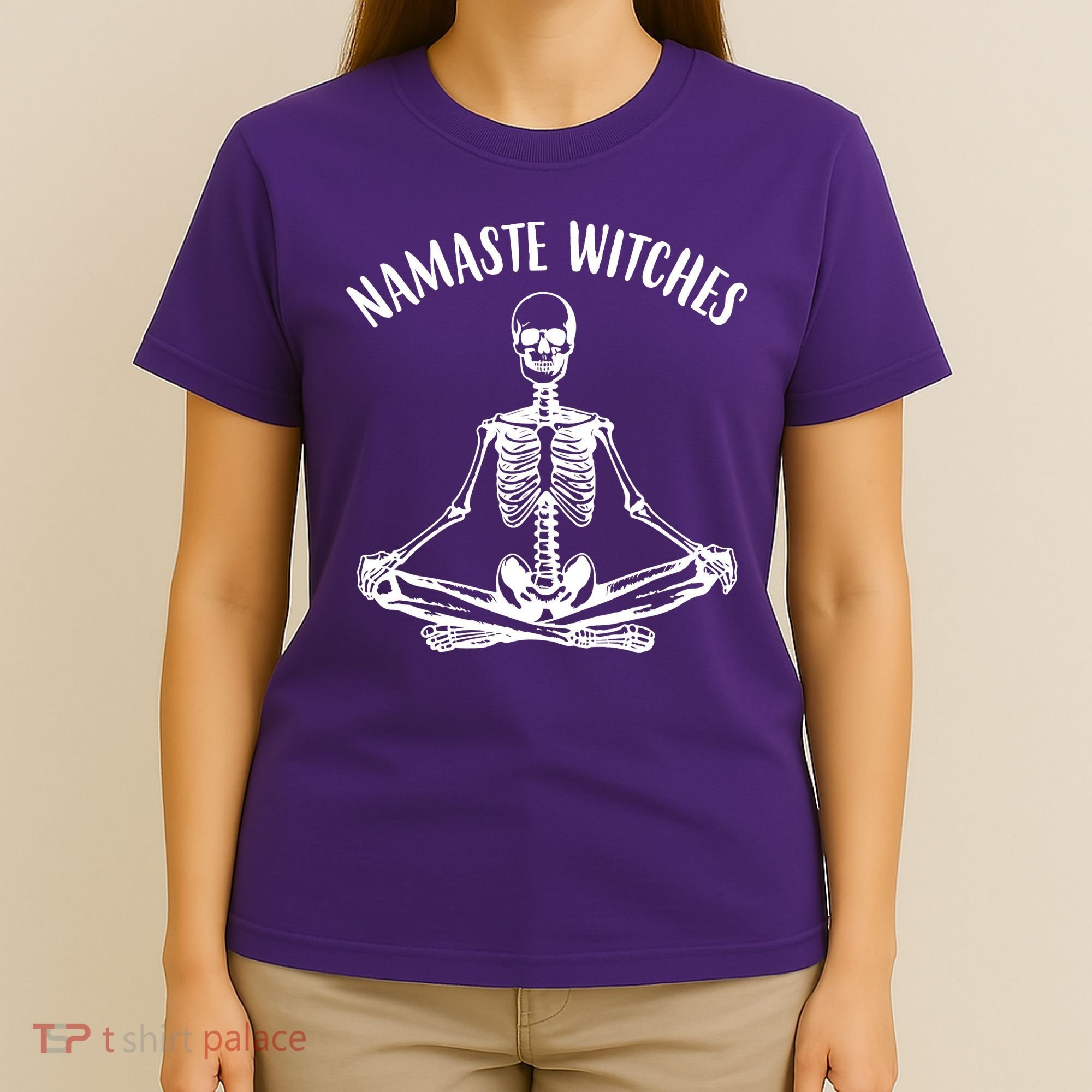 Namaste Witches Skeleton Halloween Yoga T-Shirt