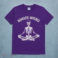Namaste Witches Skeleton Halloween Yoga T-Shirt thumb 5