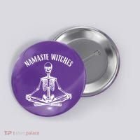 Namaste Witches Skeleton Halloween Yoga Button thumb 0