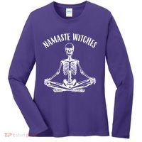 Namaste Witches Skeleton Halloween Yoga Women's Long Sleeve Shirt thumb 0