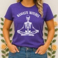 Namaste Witches Skeleton Halloween Yoga Women's T-Shirt thumb 2