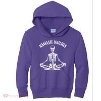 Namaste Witches Skeleton Halloween Yoga Kids Hoodie thumb 0