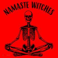 Namaste Witches Skeleton Halloween Yoga Santa Hat thumb 1