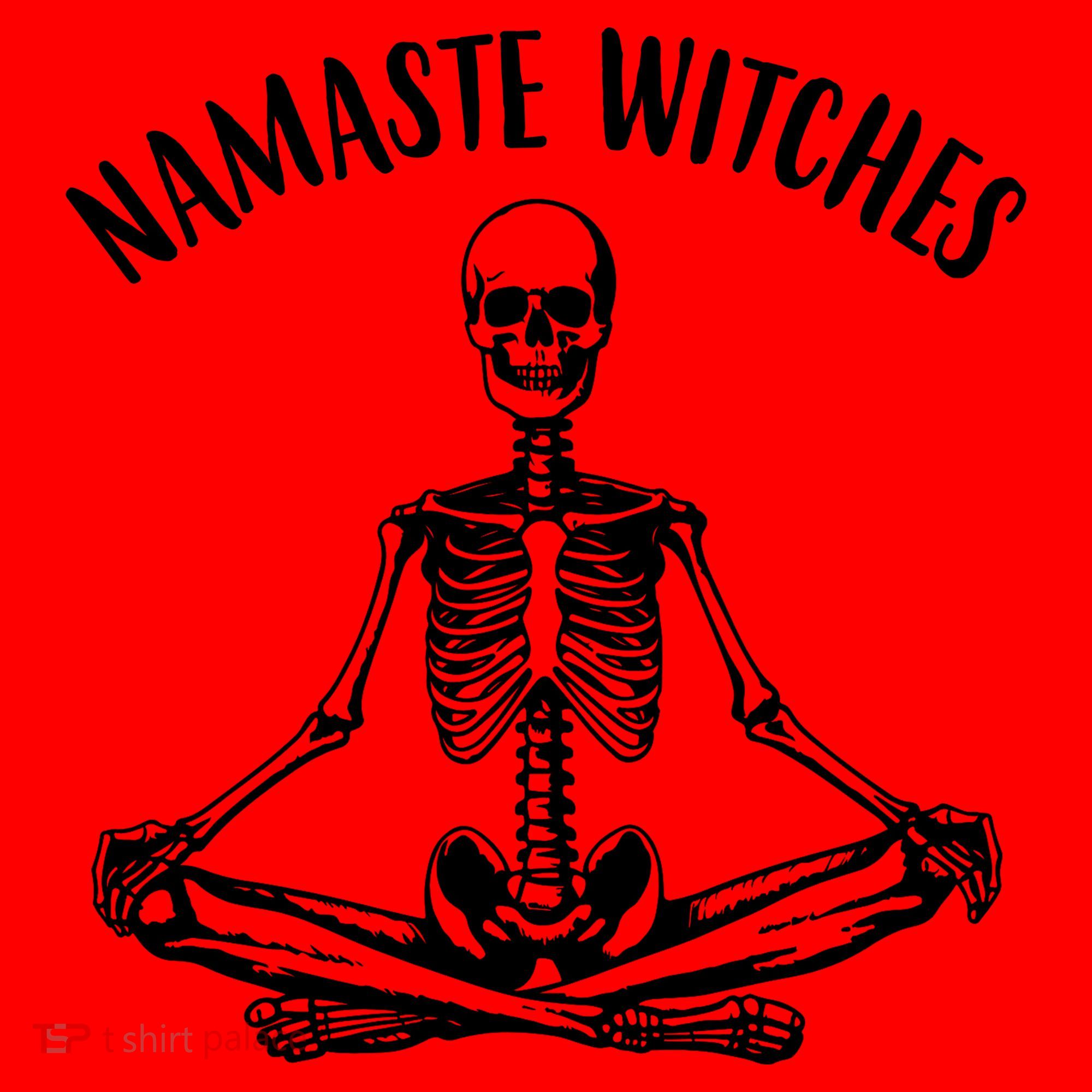 Namaste Witches Skeleton Halloween Yoga Santa Hat