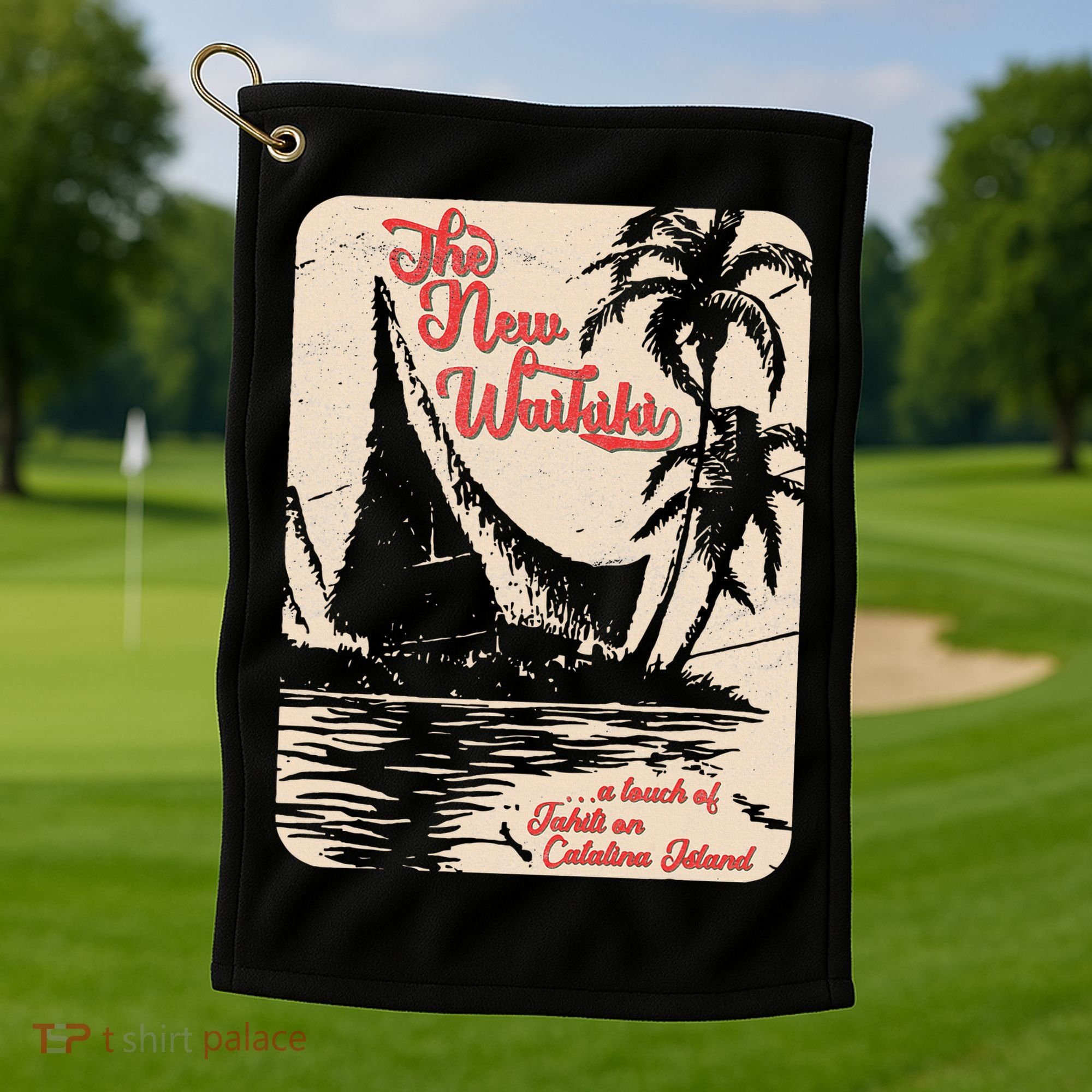 New Waikiki Tiki Bar Hawaiian Style Golf Towel