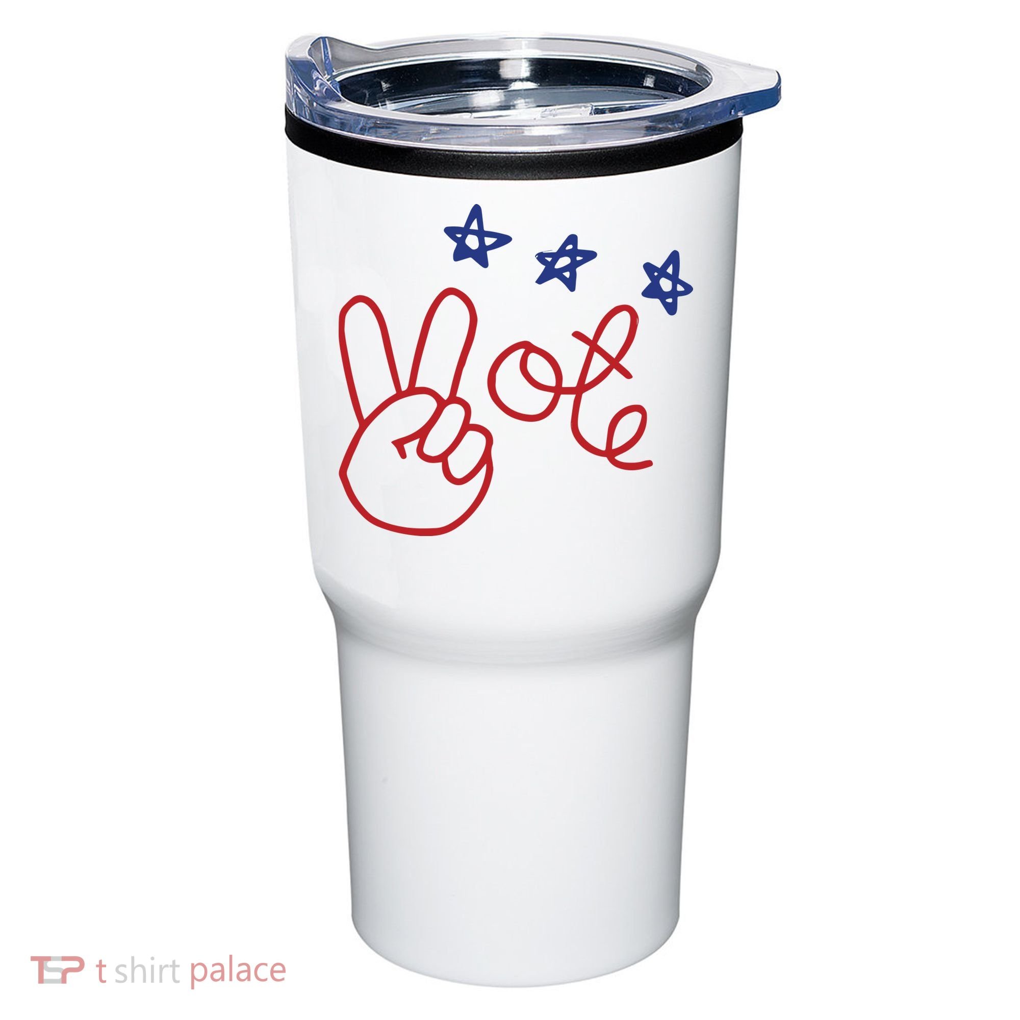 Nicolle Wallace Wearing Peace Vote Tumbler