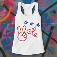 Nicolle Wallace Wearing Peace Vote Women's Tank Top thumb 3