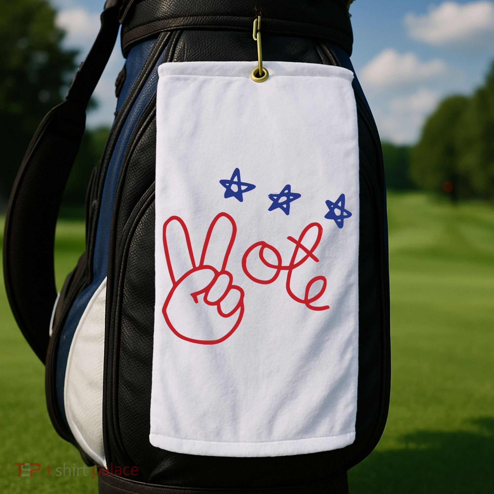 Nicolle Wallace Wearing Peace Vote Golf Towel