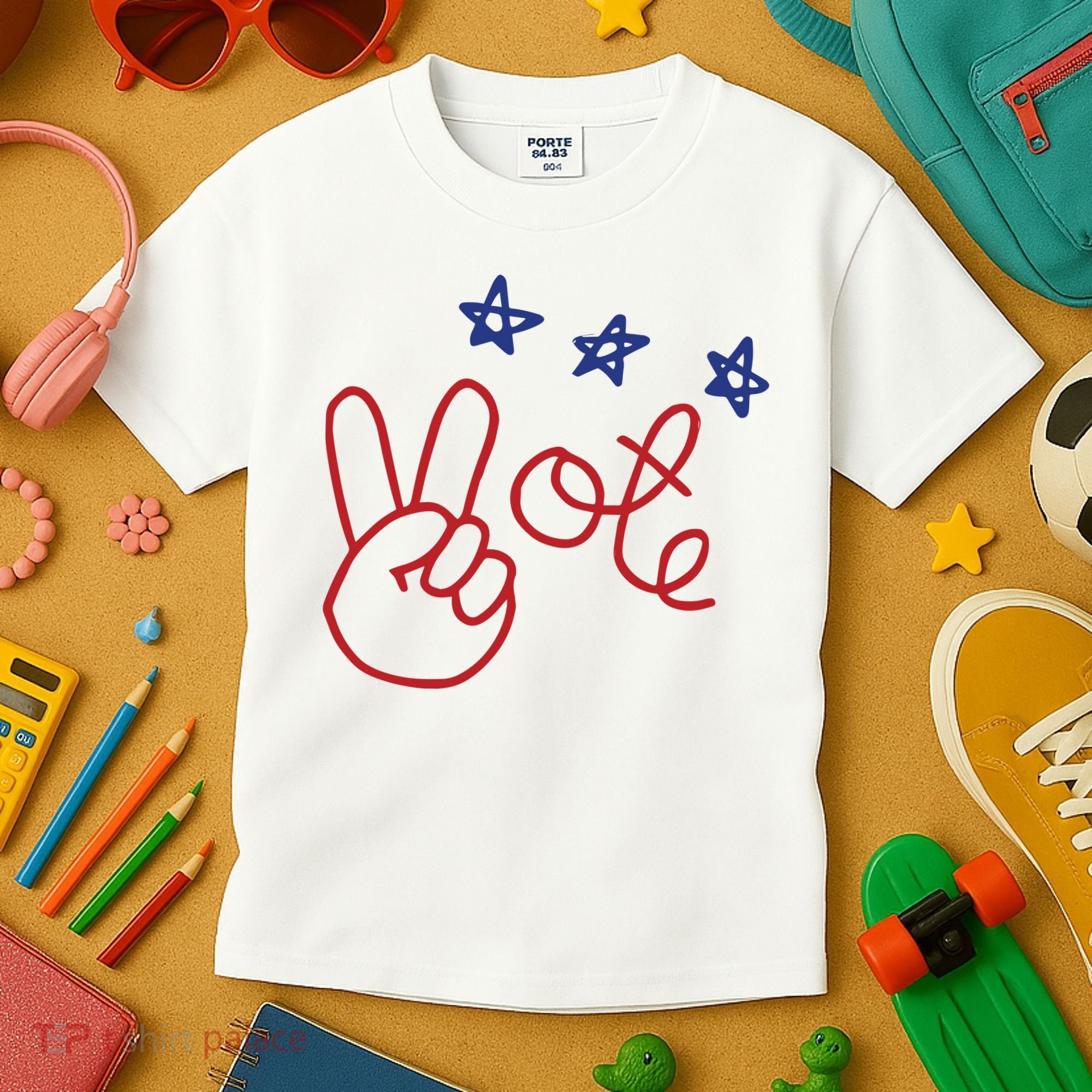 Nicolle Wallace Wearing Peace Vote Kids T-Shirt