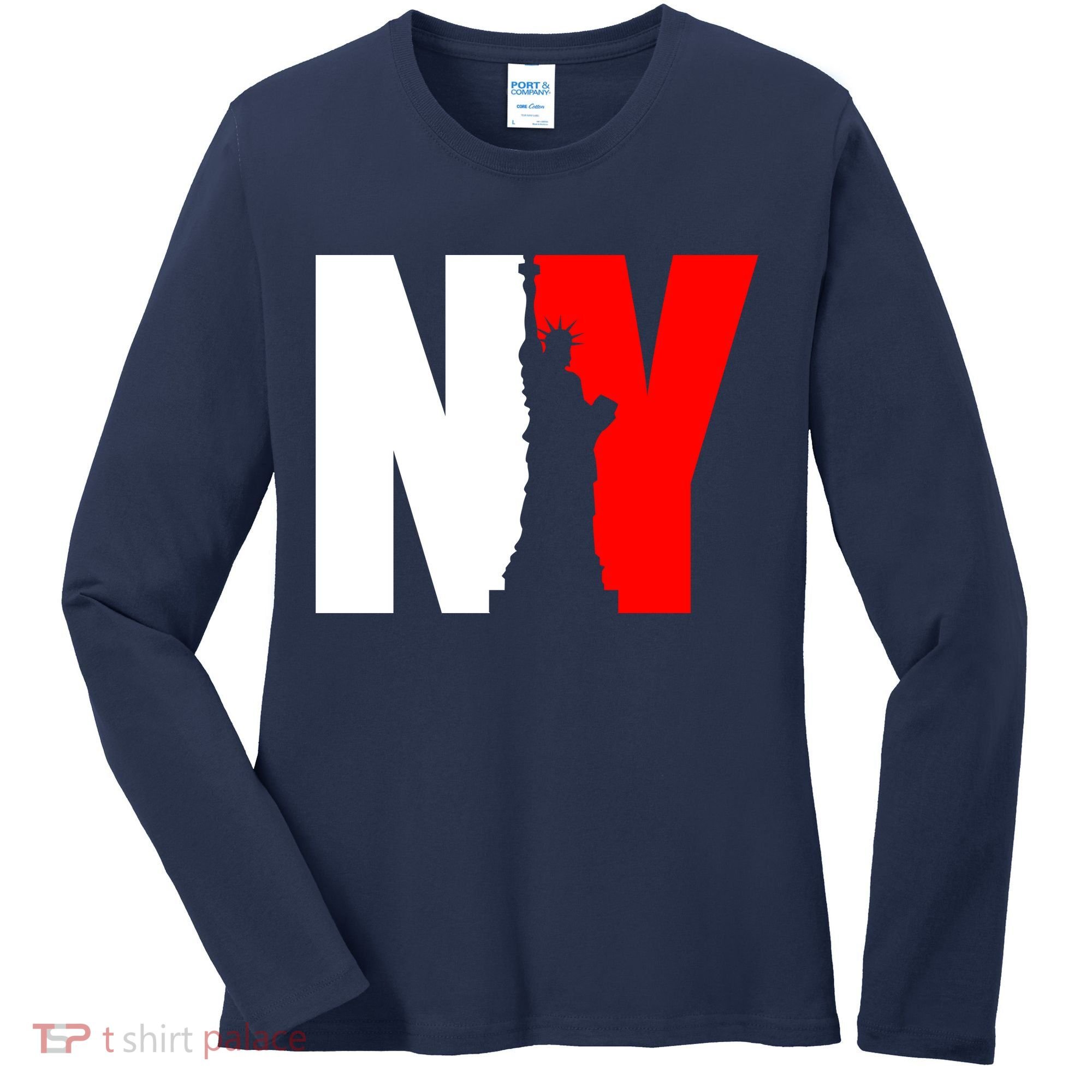 NY - New York Statue Of Liberty Die Cut Women's Long Sleeve Shirt