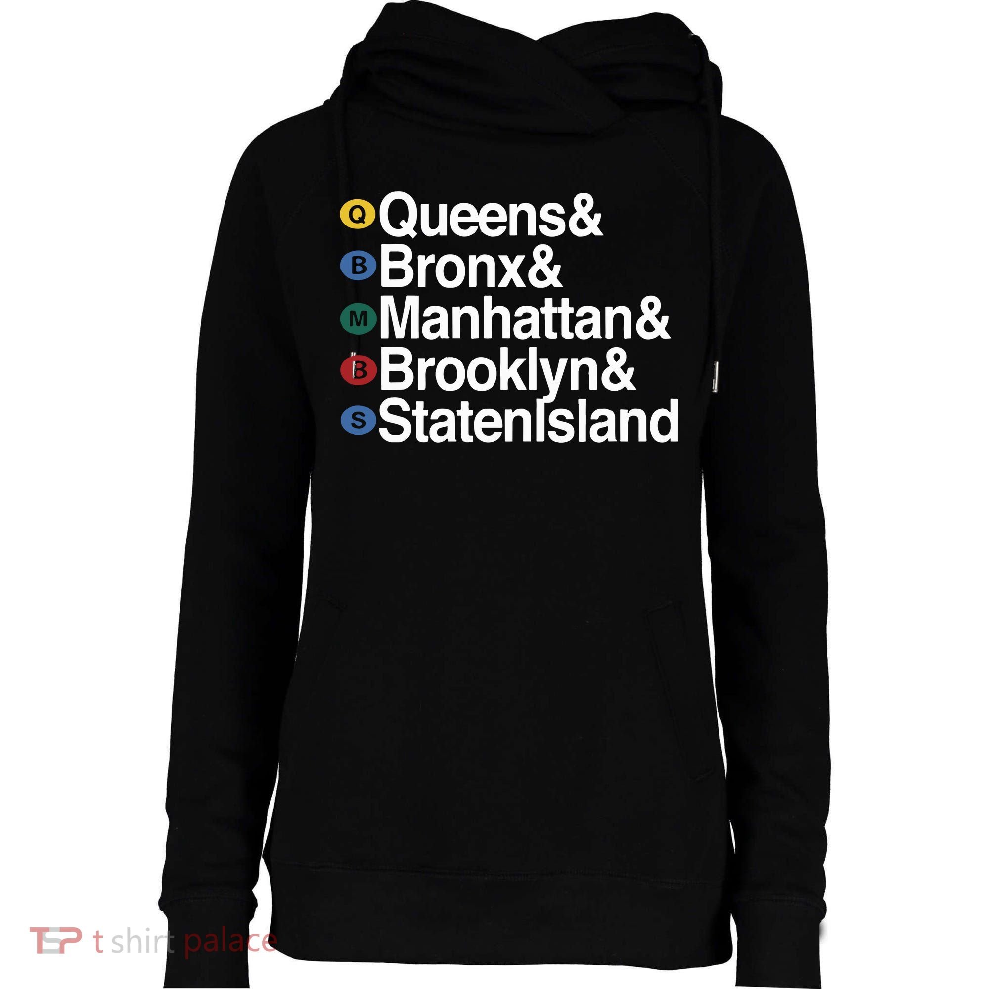 New York 5 Boroughs Womens Funnel Neck Pullover Hood