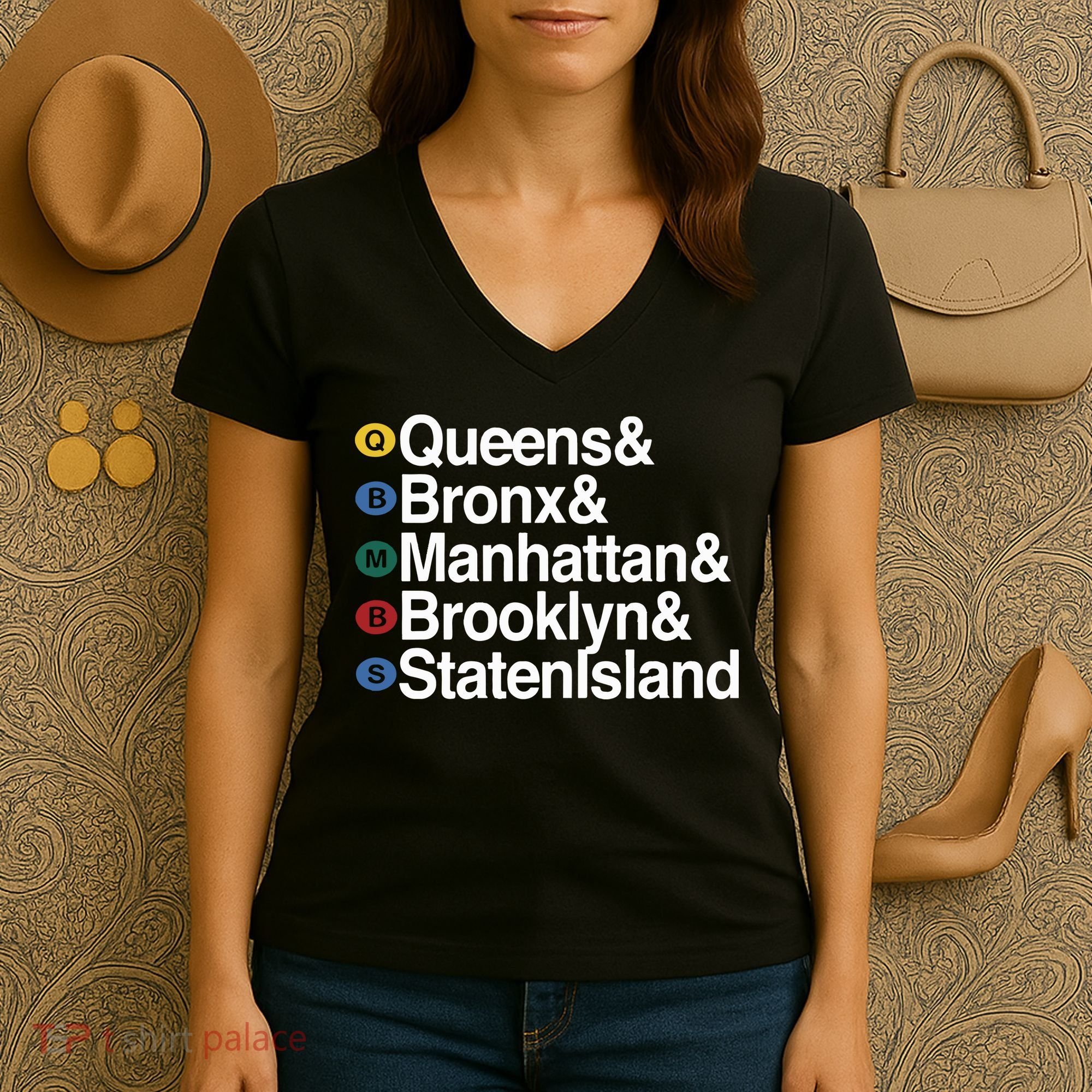 New York 5 Boroughs Women's V-Neck T-Shirt
