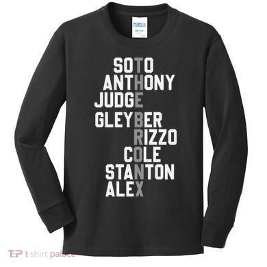 New York Baseball Player Name Kids Long Sleeve Shirt