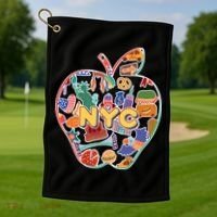 NYC Apple Doodle Golf Towel thumb 1