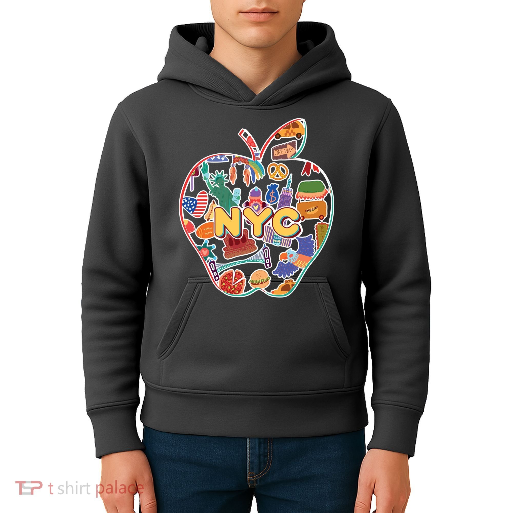 NYC Apple Doodle Kids Hoodie