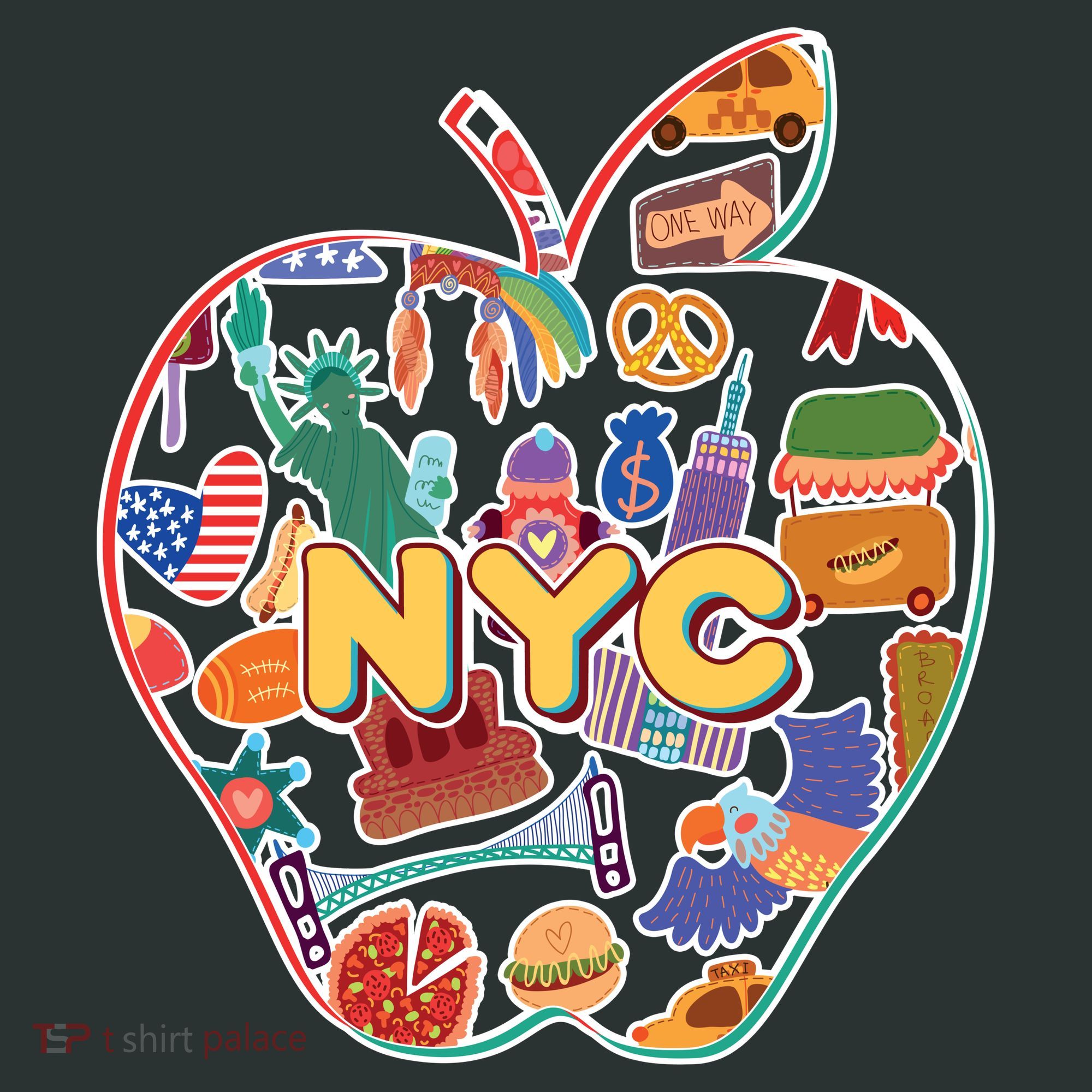 NYC Apple Doodle Kids Long Sleeve Shirt