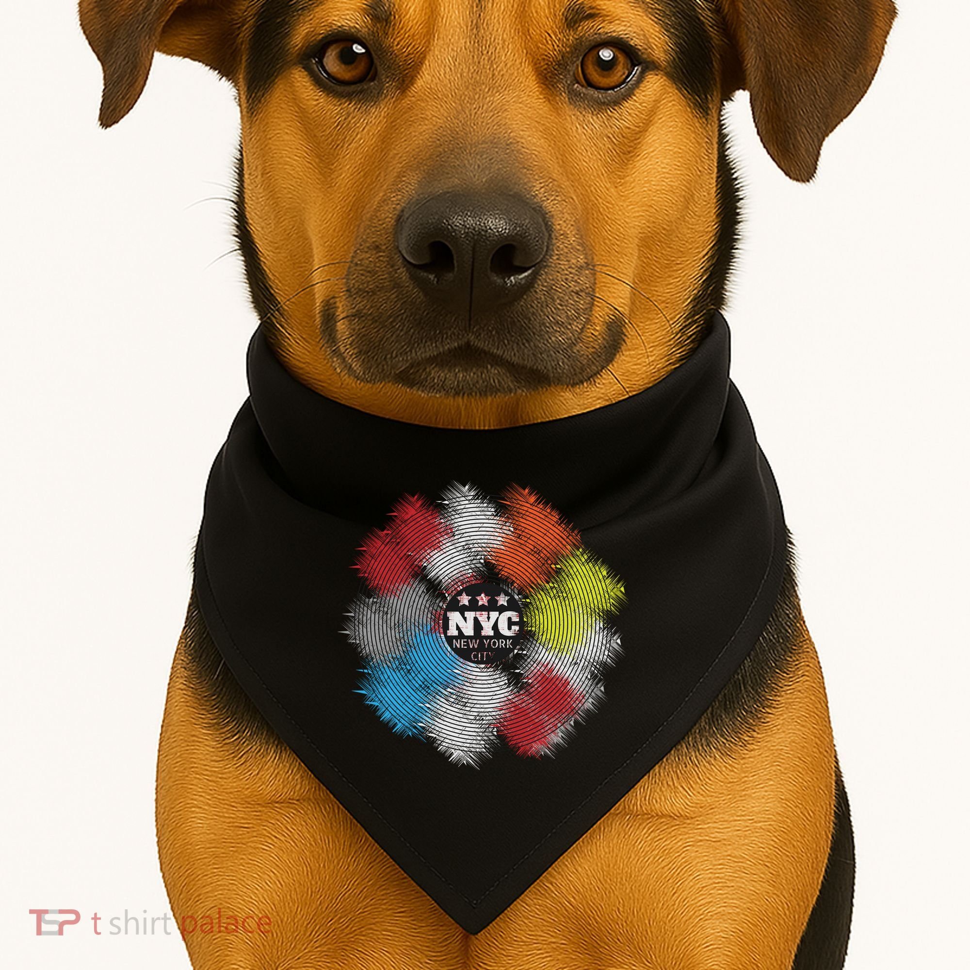 NYC New York City Vinyl Record USA-Made Doggie Bandana