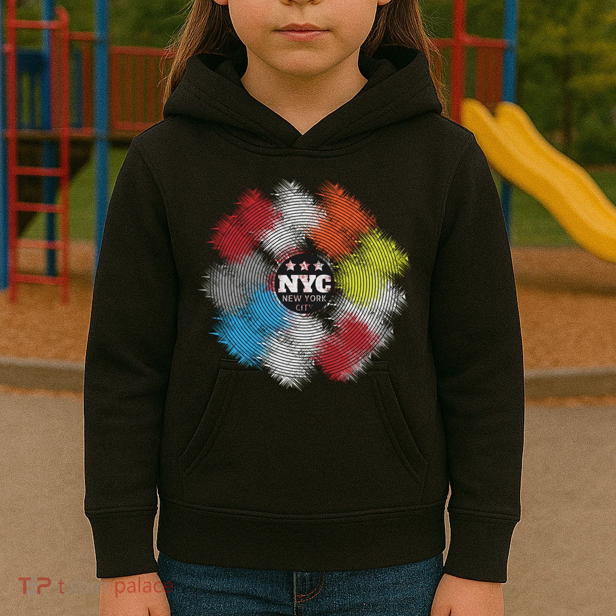 NYC New York City Vinyl Record Kids Hoodie