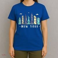 New York City Nyc Skyline Ny Watercolor Souvenir Gift Cute Gift T-Shirt thumb 4