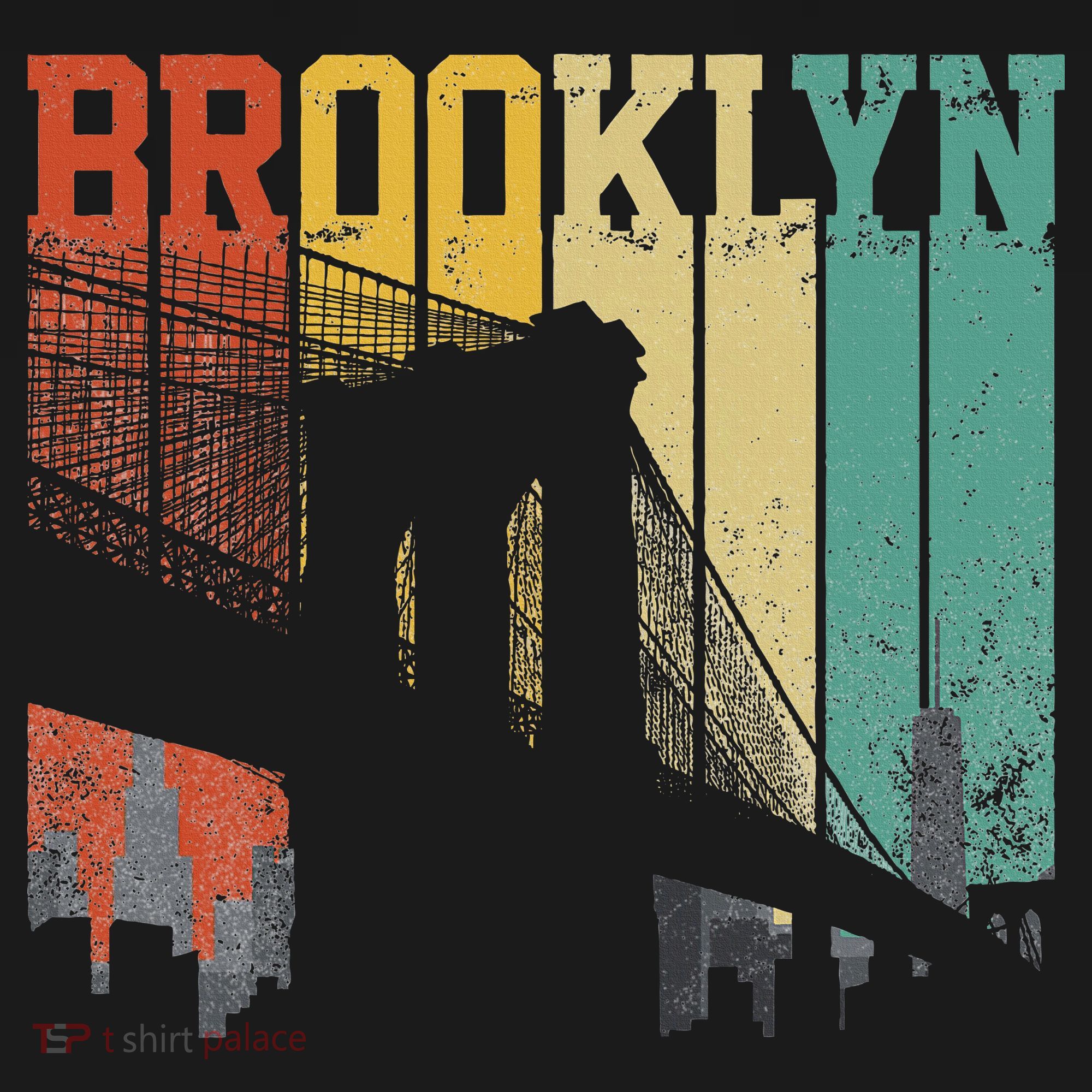 New York City Brooklyn Bridge Vintage Retro Skyline Nyc Ny T-Shirt