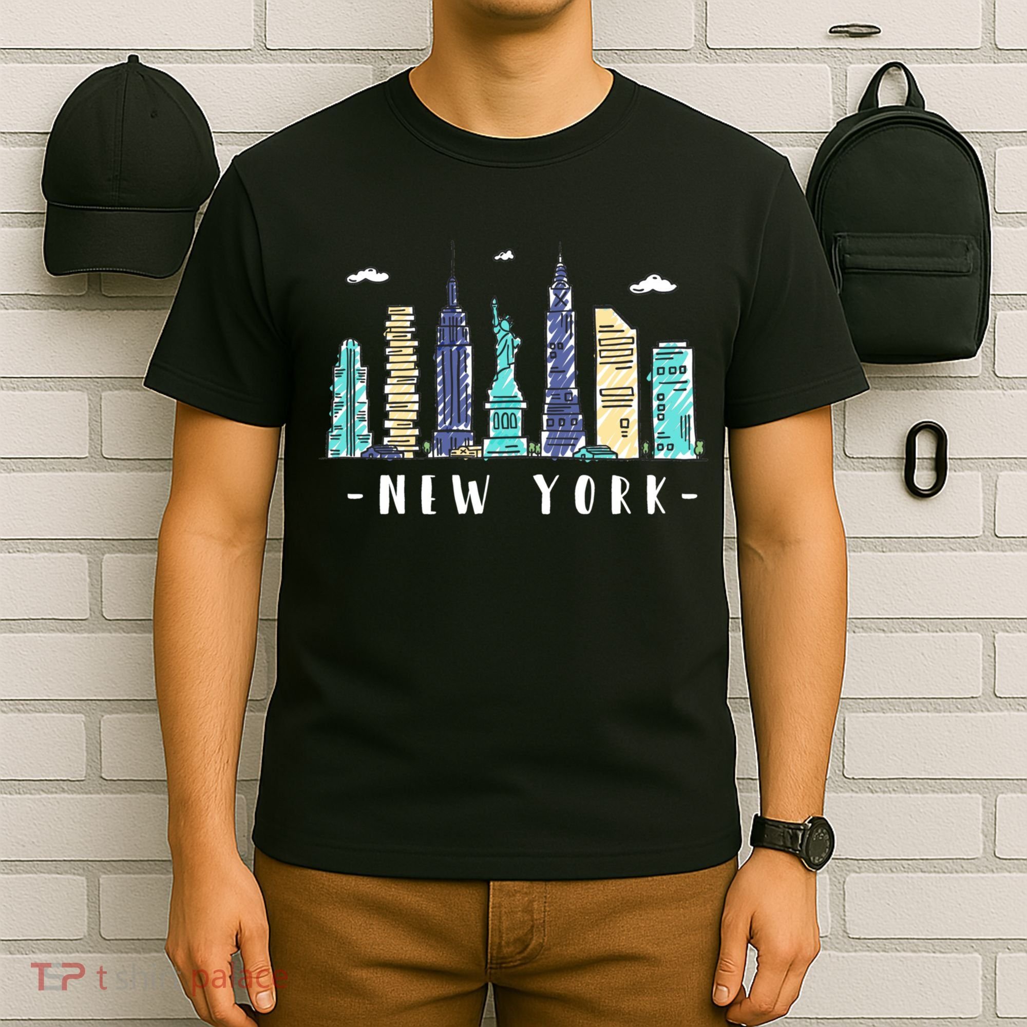 New York City Nyc Skyline Ny Watercolor Souvenir Gift T-Shirt