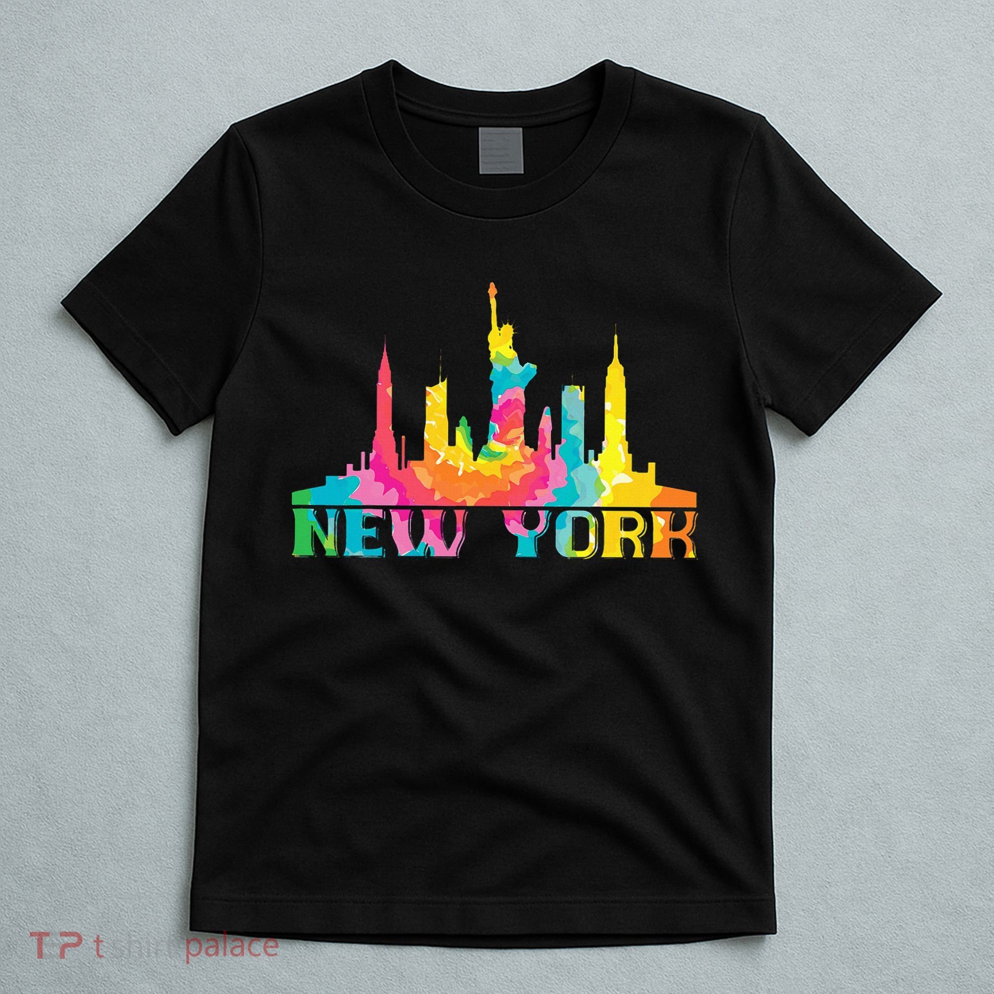 New York City Skyline Nyc Tie Dye Liberty T-Shirt