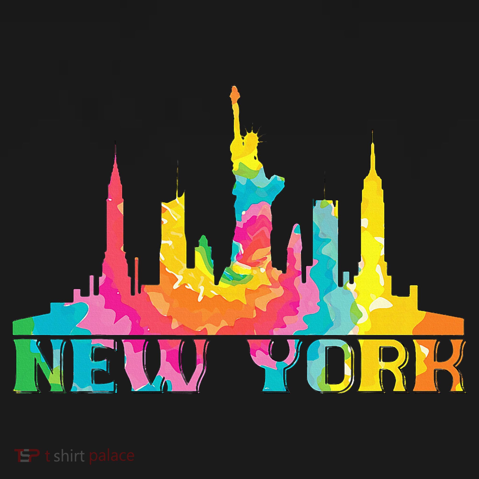 New York City Skyline Nyc Tie Dye Liberty Women's Hoodie