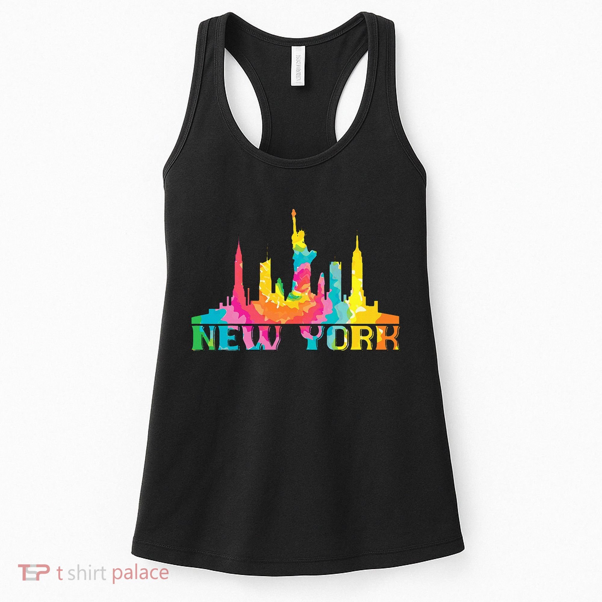 New York City Skyline Nyc Tie Dye Liberty Women's Tank Top