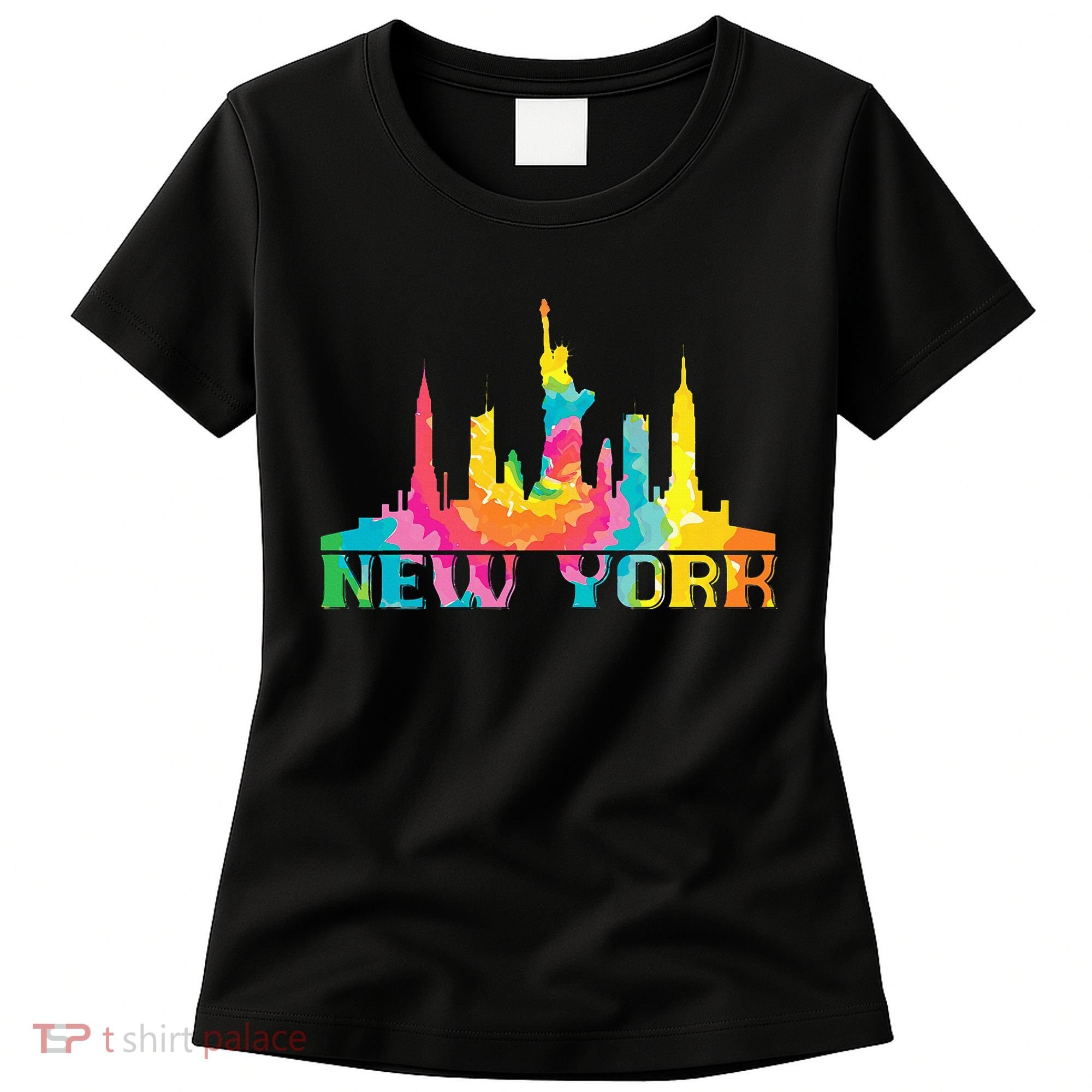 New York City Skyline Nyc Tie Dye Liberty Women's T-Shirt