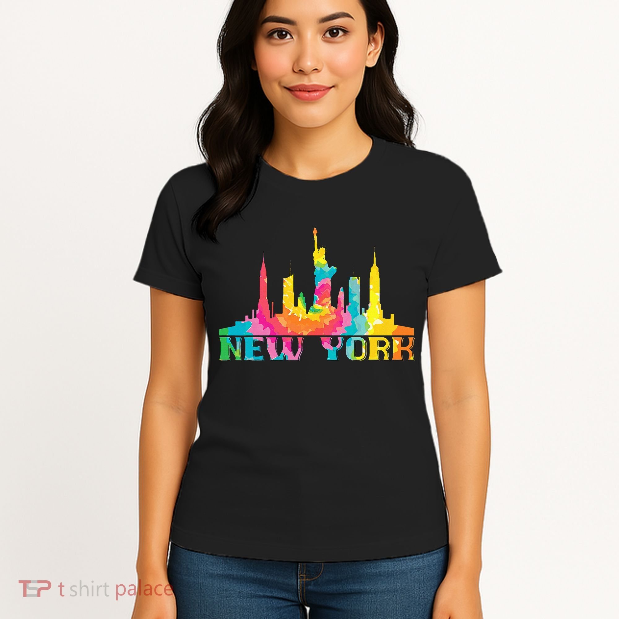 New York City Skyline Nyc Tie Dye Liberty Women's T-Shirt