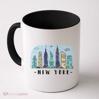 New York Cartoon Style Illustration Coffee Mug thumb 0