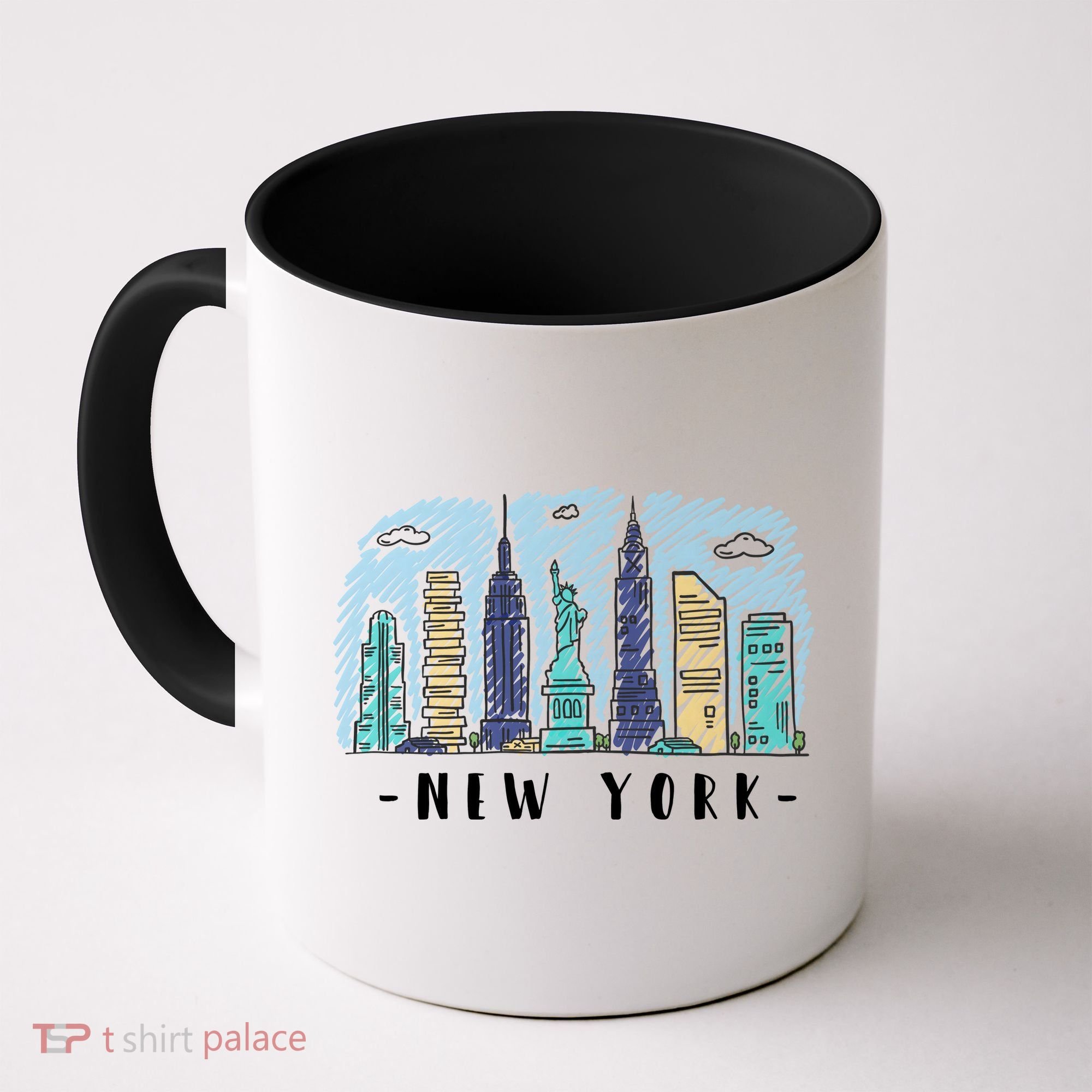 New York Cartoon Style Illustration Coffee Mug
