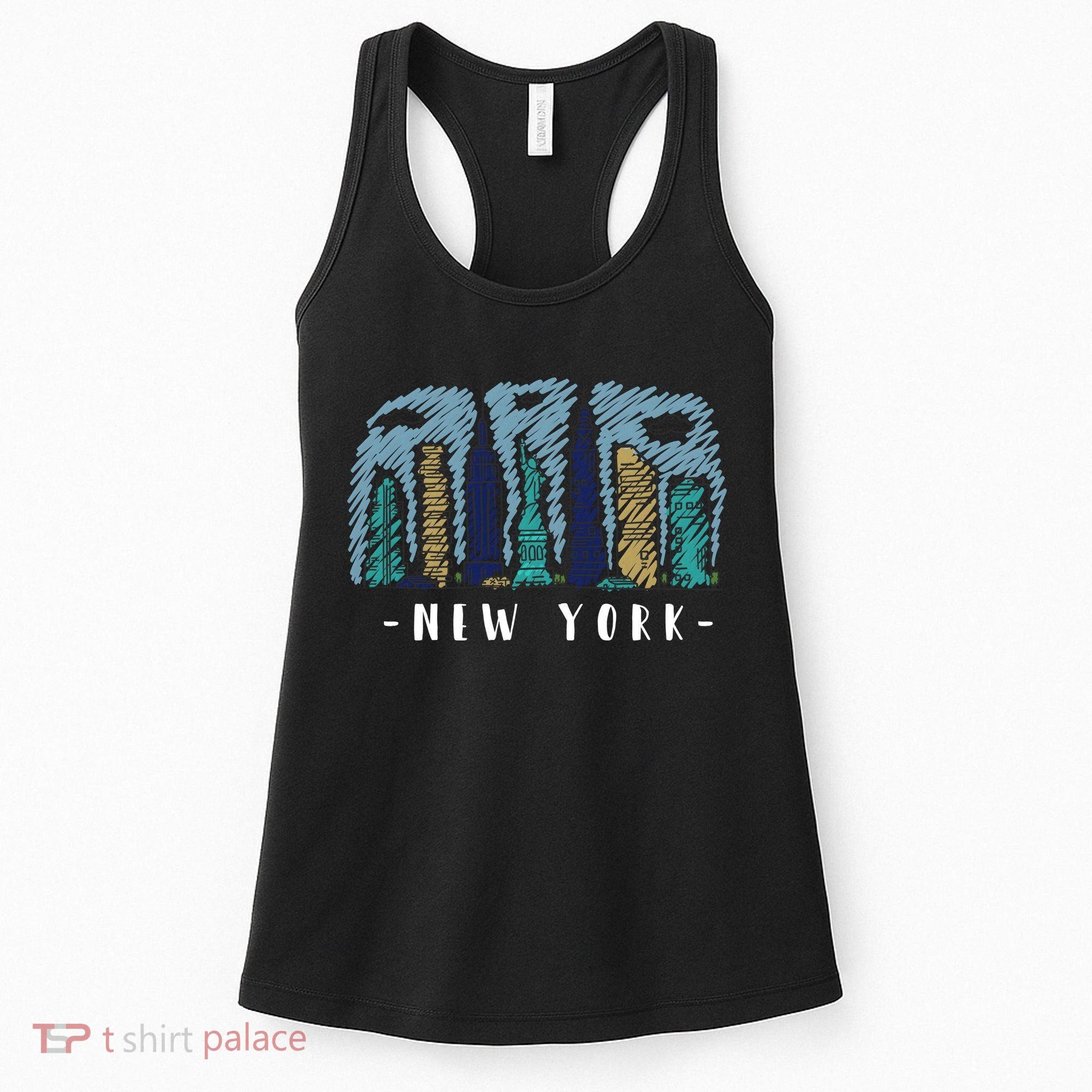 New York Cartoon Style Illustration Women's Tank Top