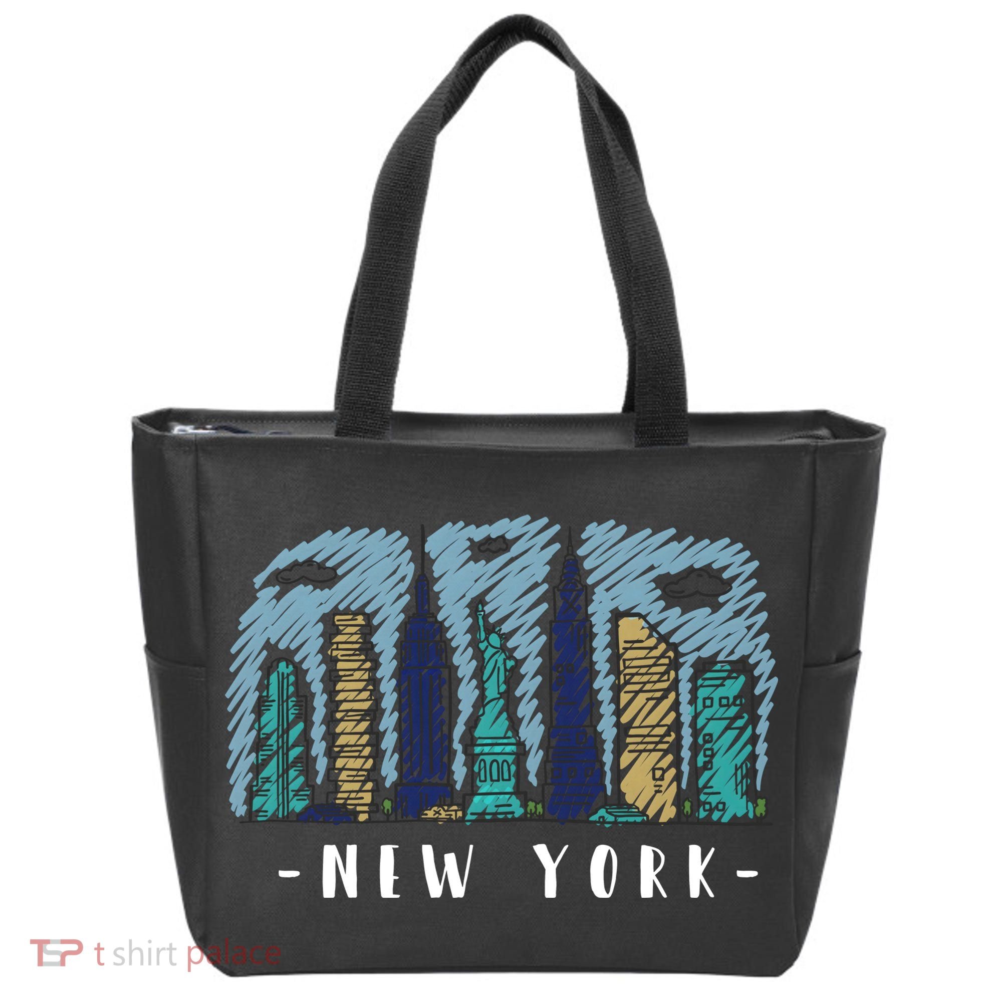 New York Cartoon Style Illustration Tote Bag