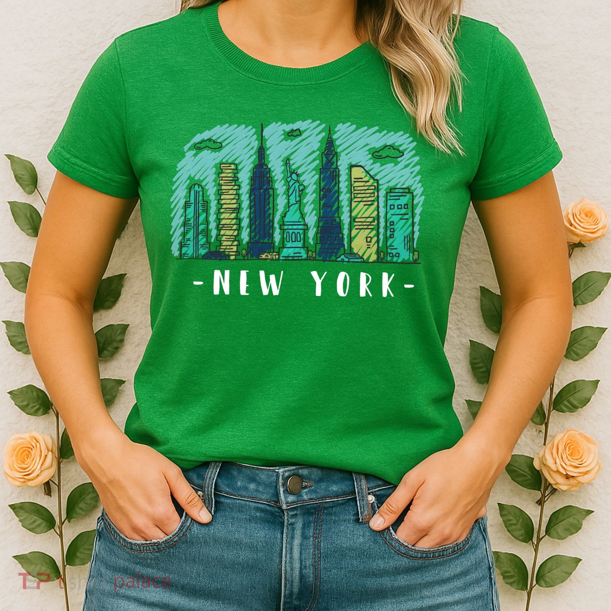 New York Cartoon Style Illustration Women's T-Shirt