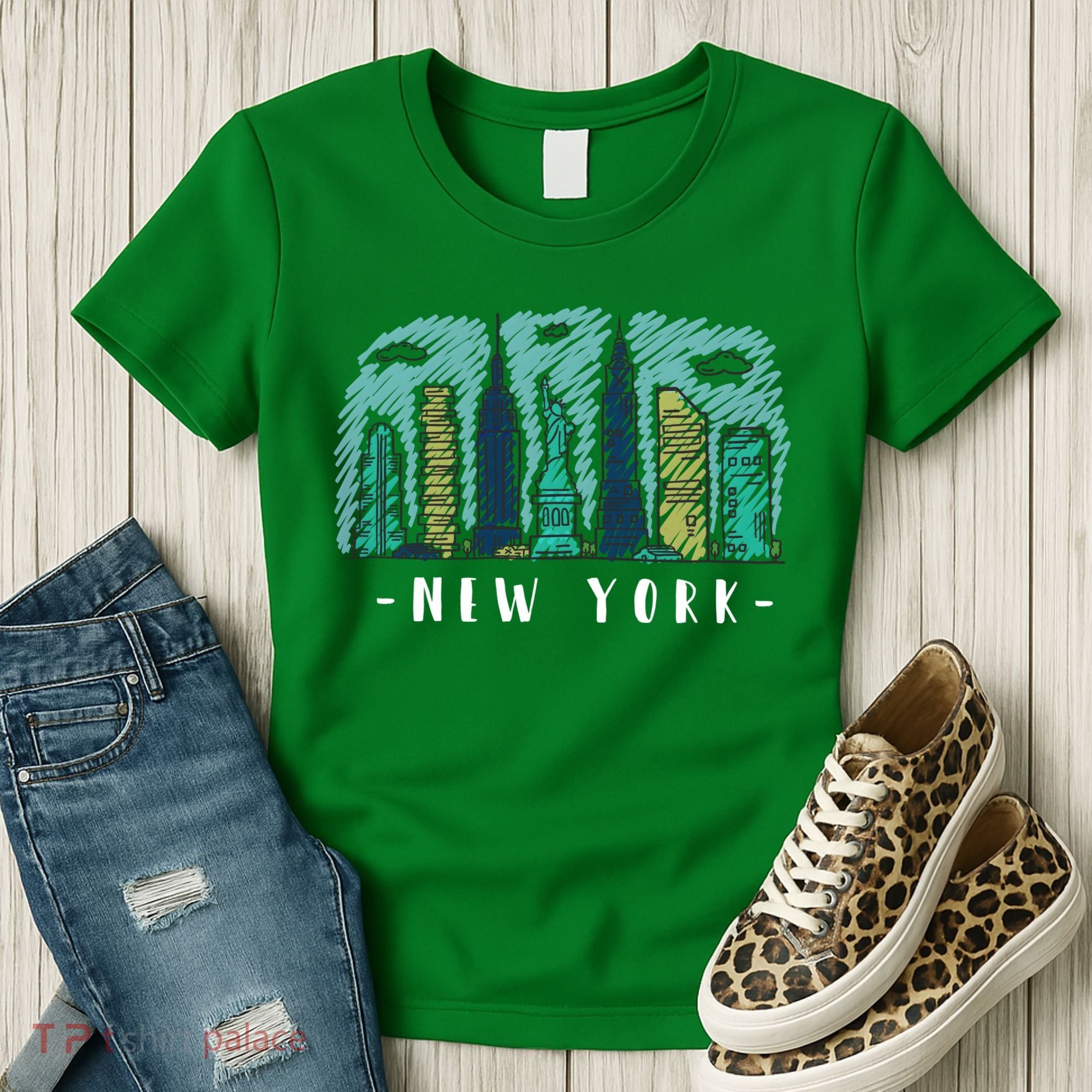 New York Cartoon Style Illustration Women's T-Shirt