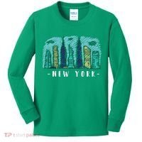 New York Cartoon Style Illustration Kids Long Sleeve Shirt thumb 0