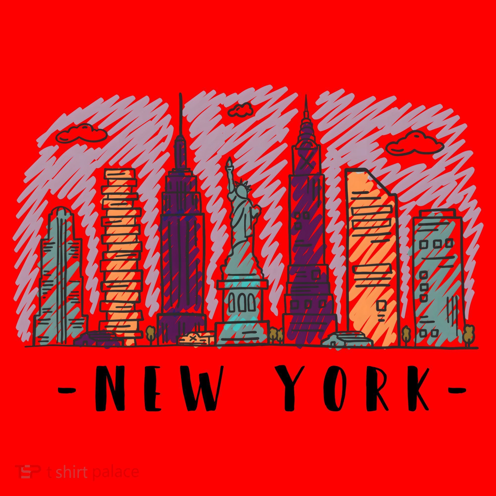 New York Cartoon Style Illustration Santa Hat