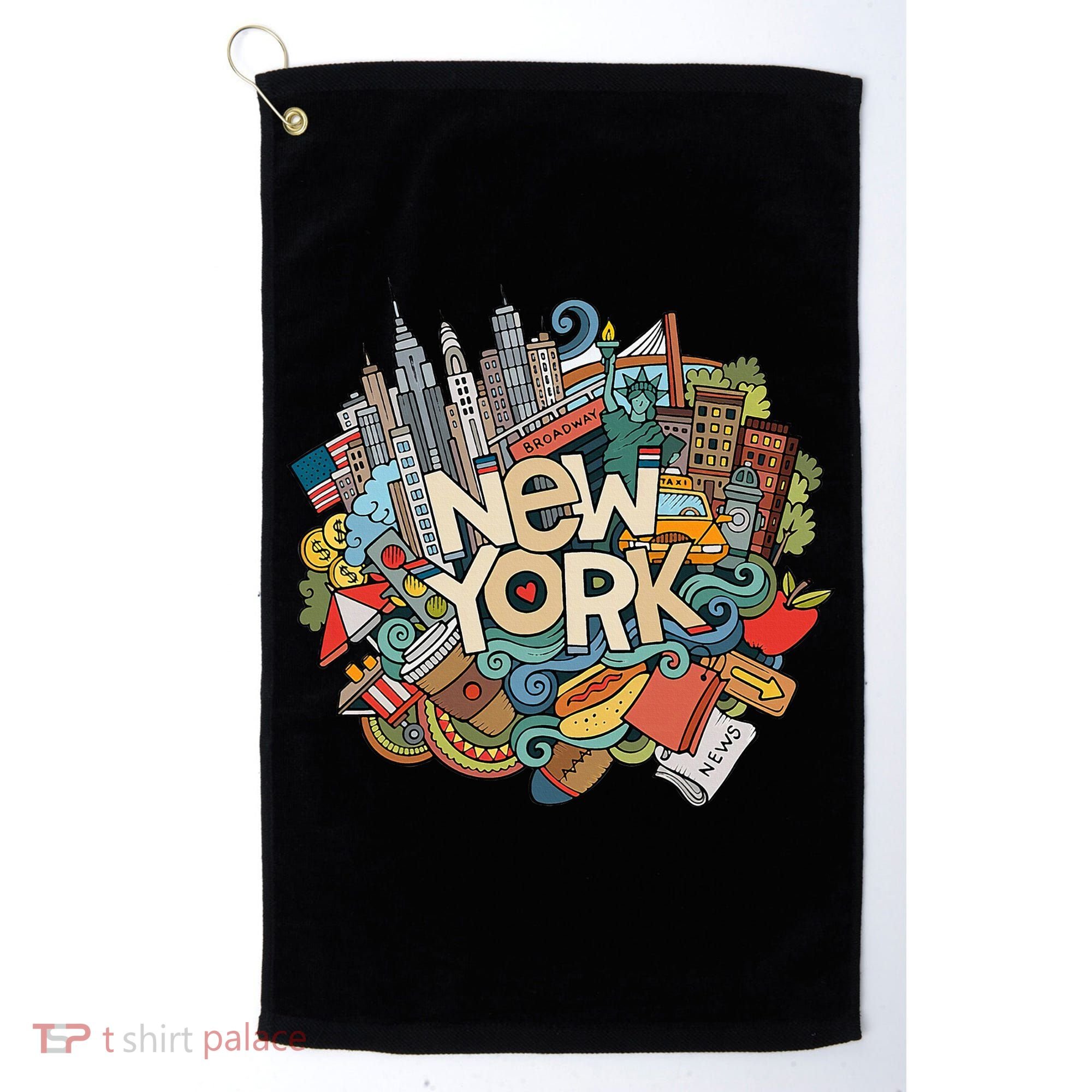 New York City Nyc Iconic Skyline Big Apple Gift Souvenir Golf Towel