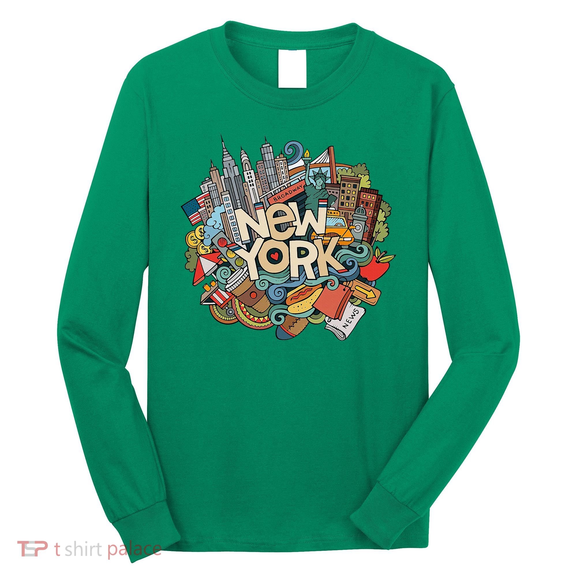 New York City Nyc Iconic Skyline Big Apple Gift Souvenir Long Sleeve Shirt