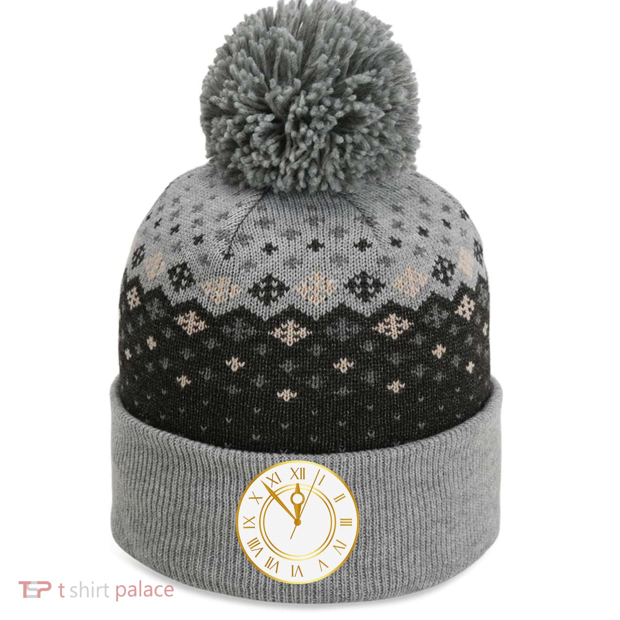 New YearS Eve Clock The Baniff Cuffed Pom Beanie