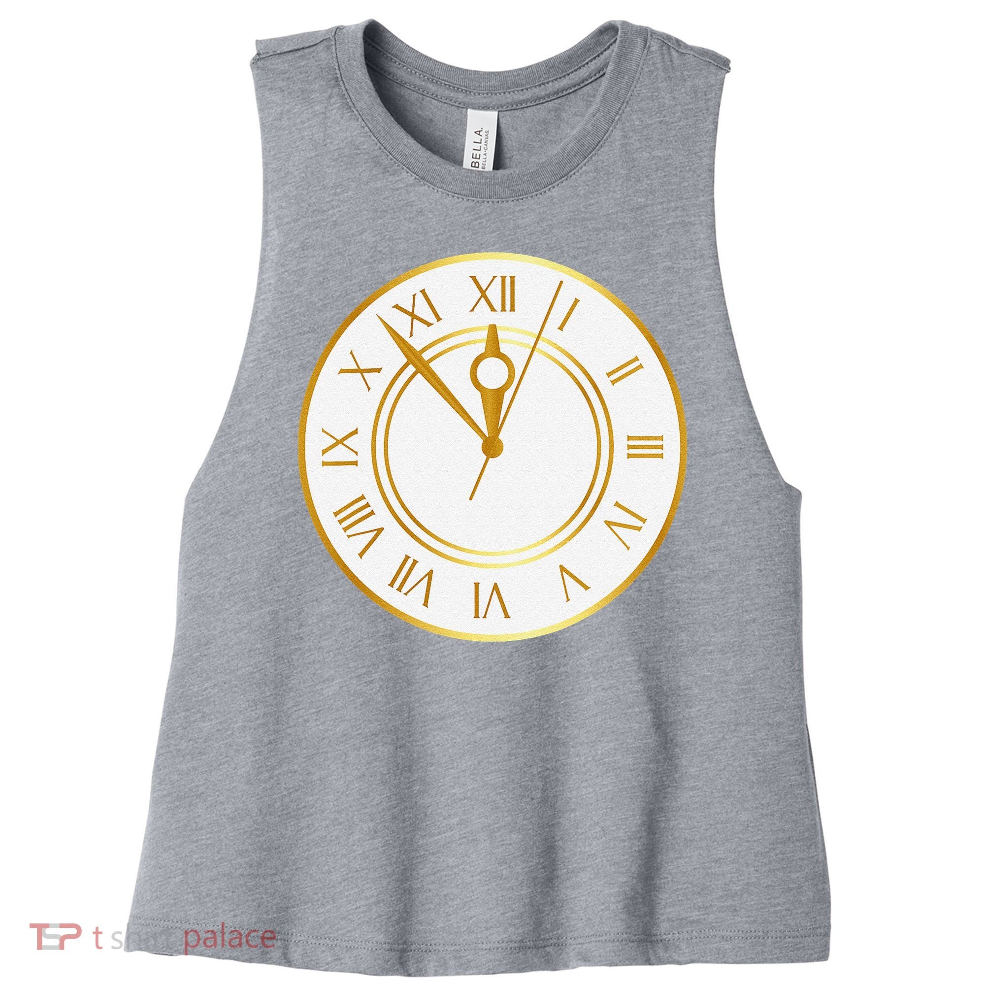 New YearS Eve Clock Women's Racerback Cropped Tank