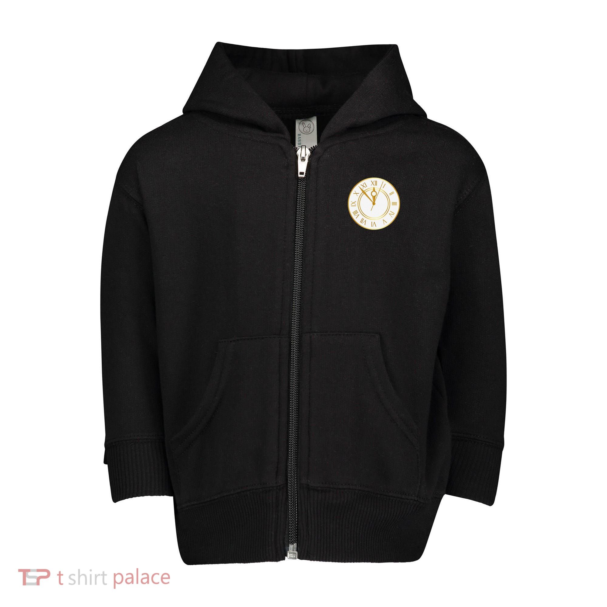 New YearS Eve Clock Toddler Zip Fleece Hoodie