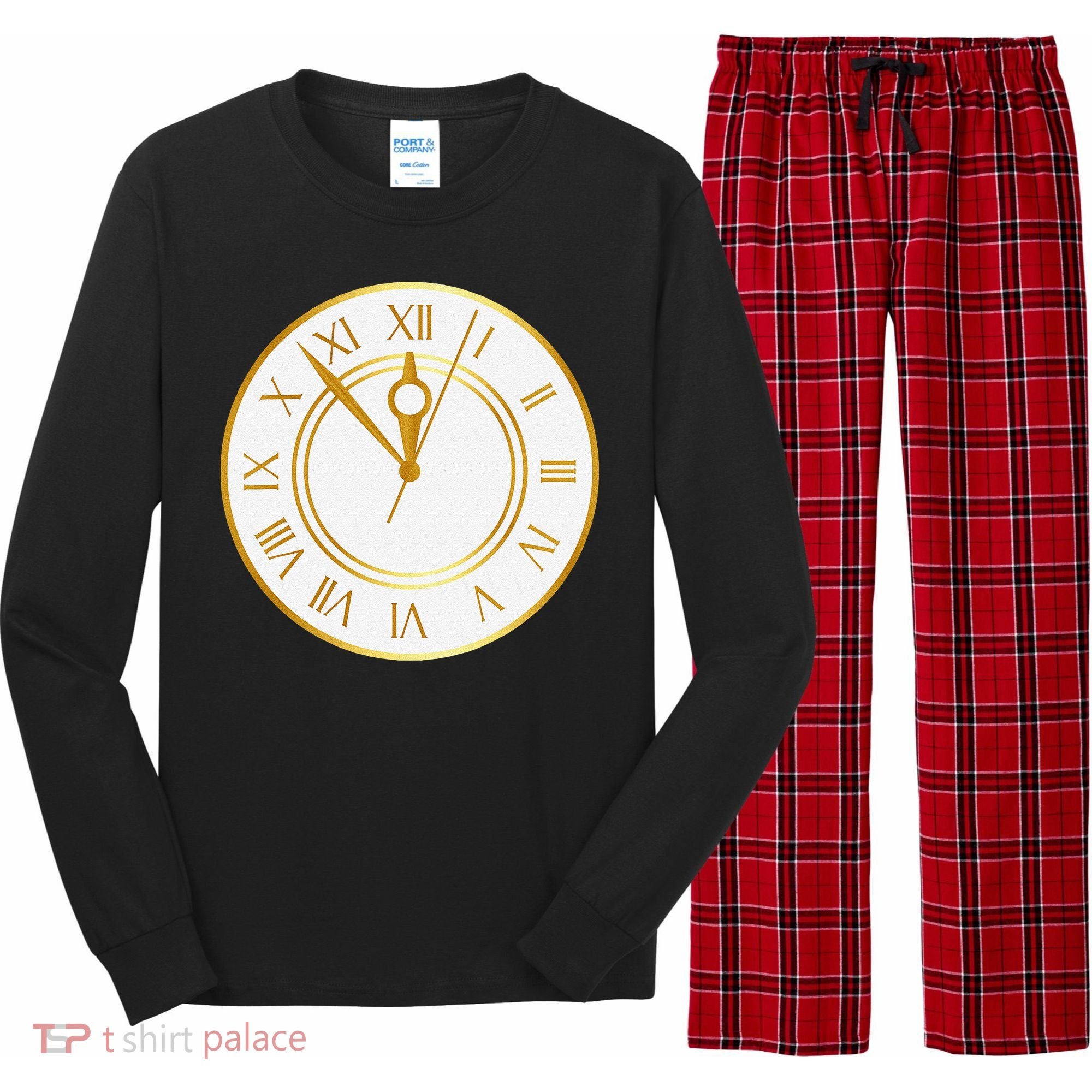 New YearS Eve Clock Long Sleeve Pajama Set