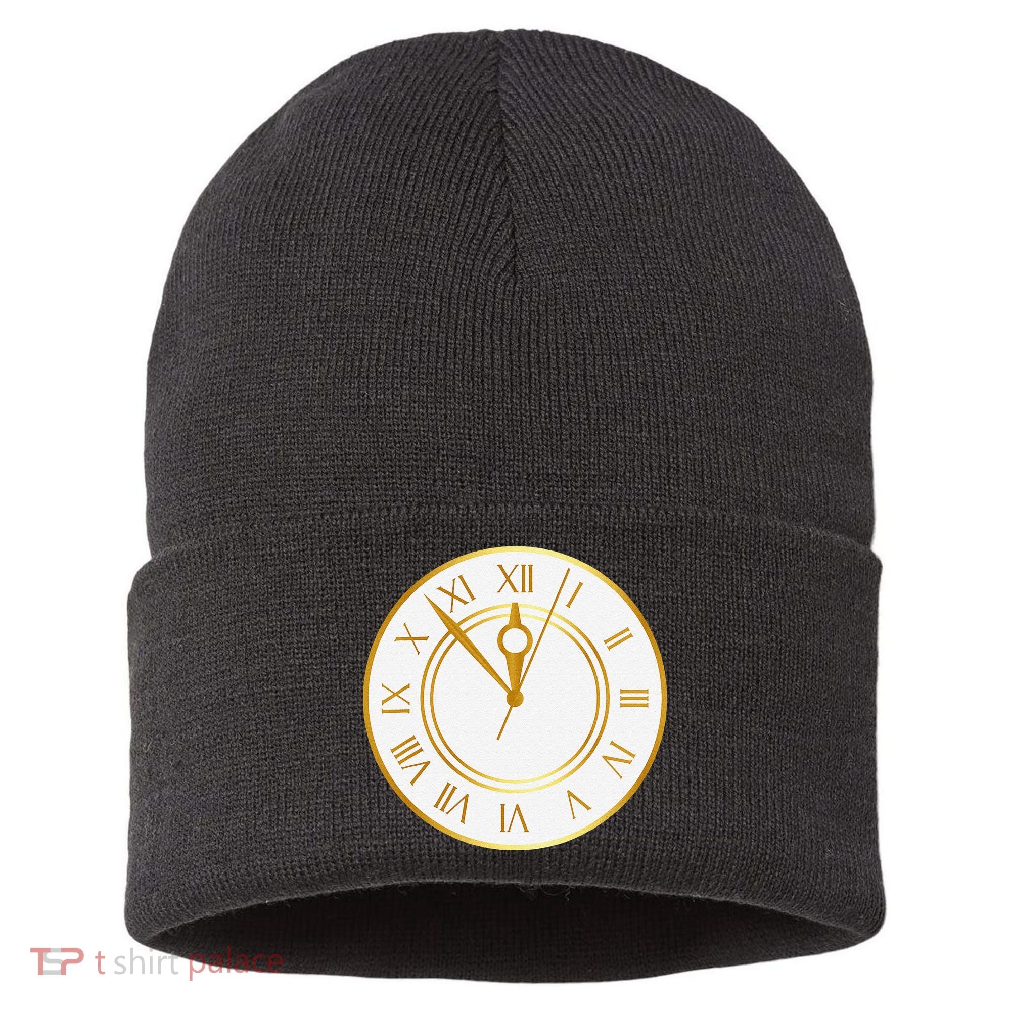 New YearS Eve Clock Sustainable Knit Beanie