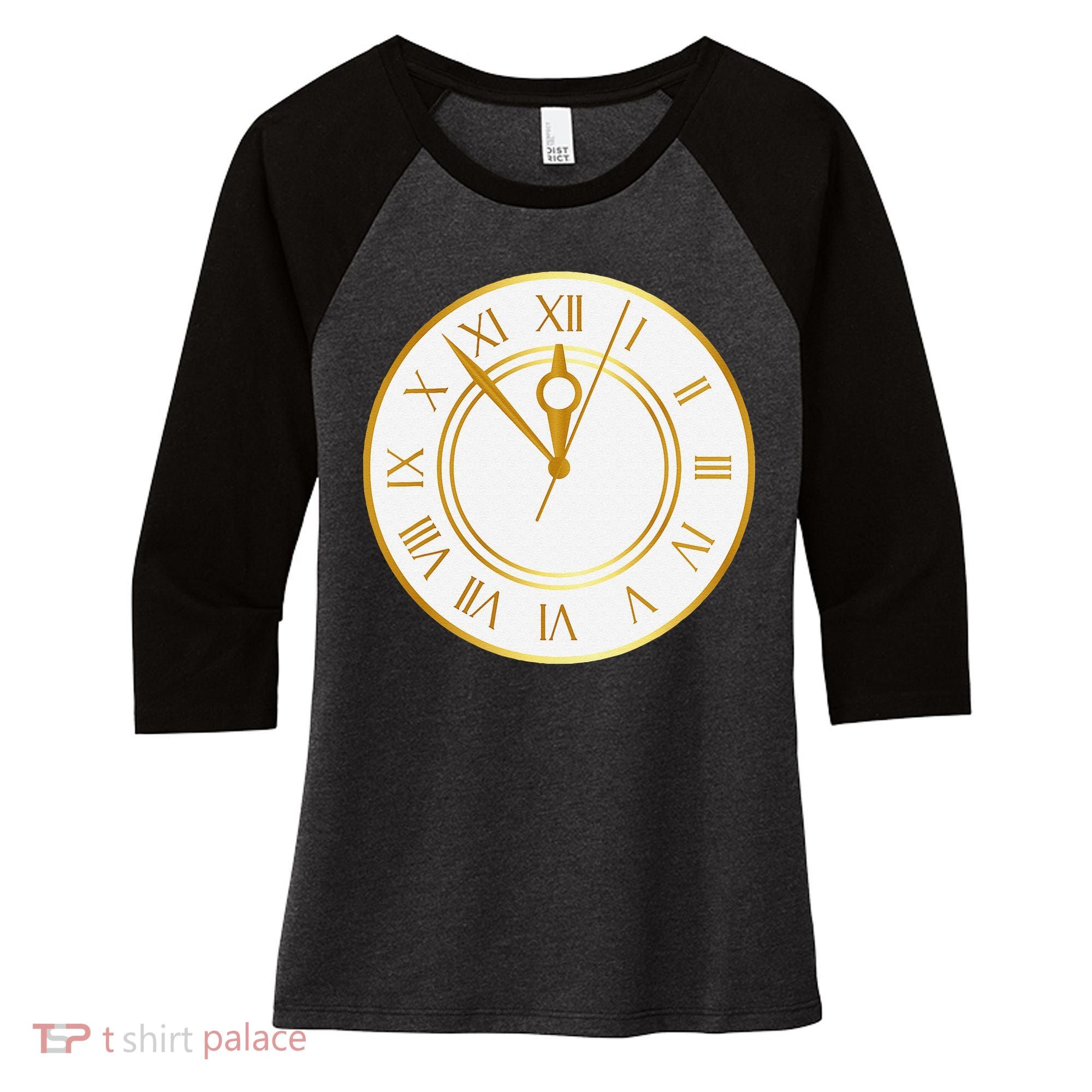 New YearS Eve Clock Women's Tri-Blend 3/4-Sleeve Raglan Shirt
