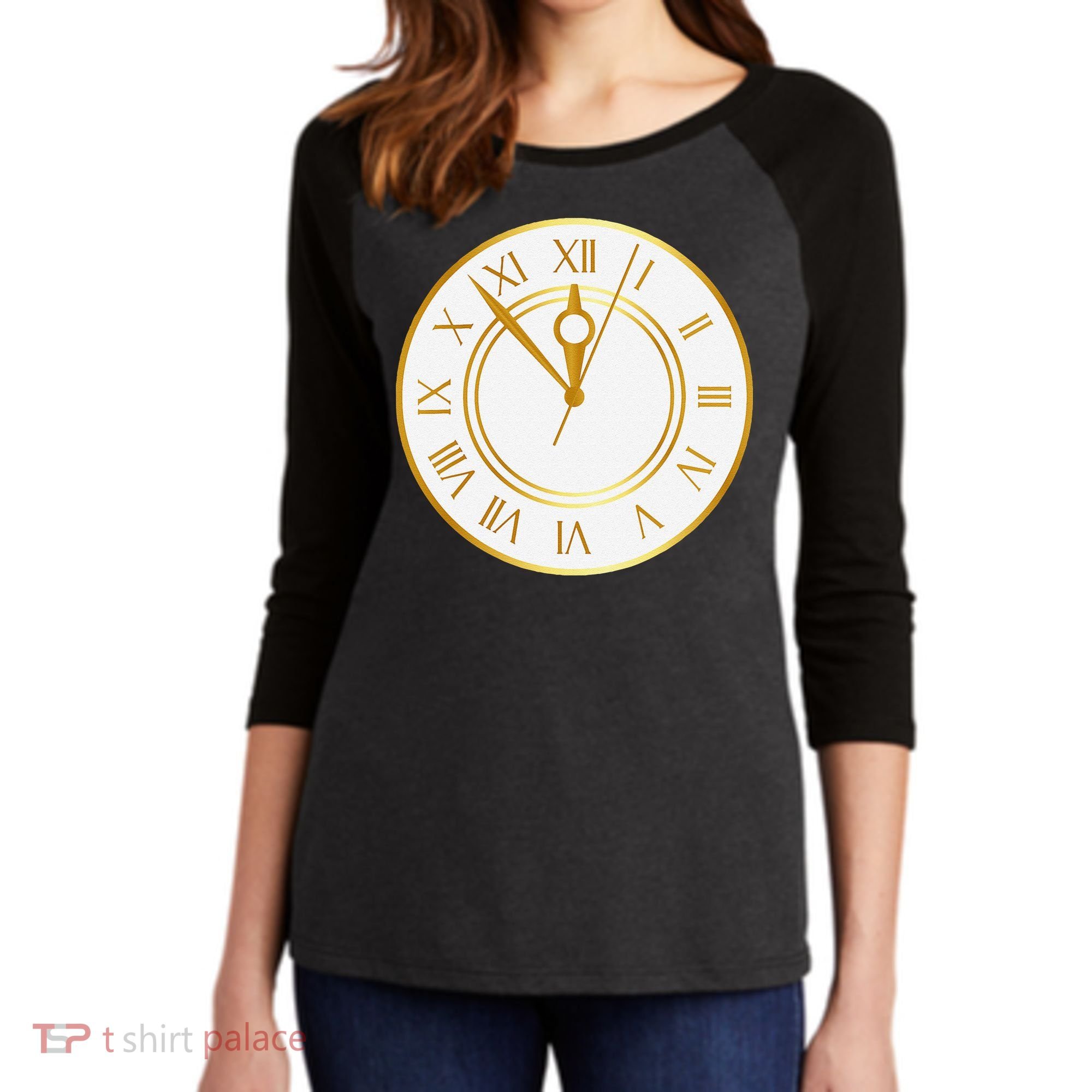 New YearS Eve Clock Women's Tri-Blend 3/4-Sleeve Raglan Shirt