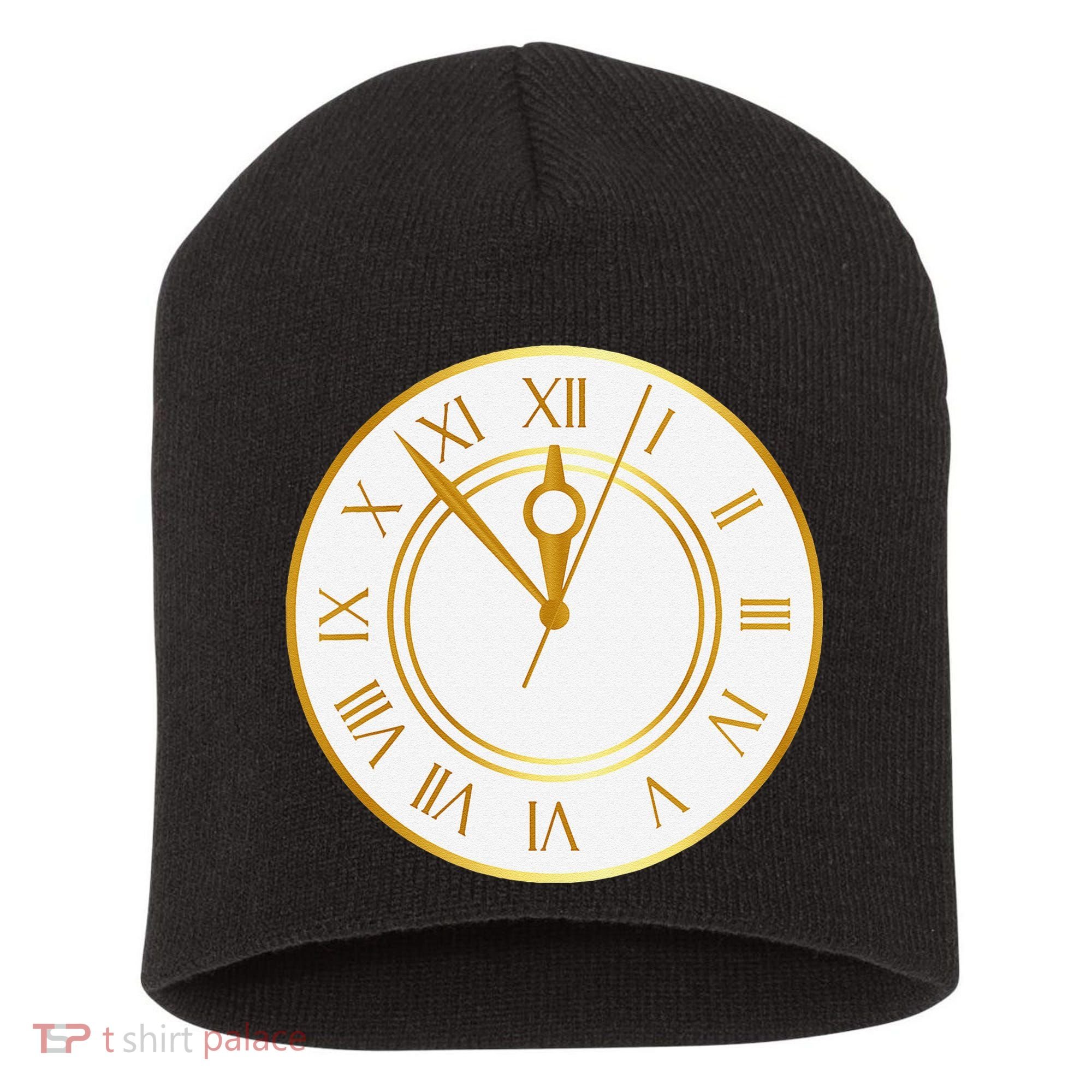 New YearS Eve Clock Short Acrylic Beanie