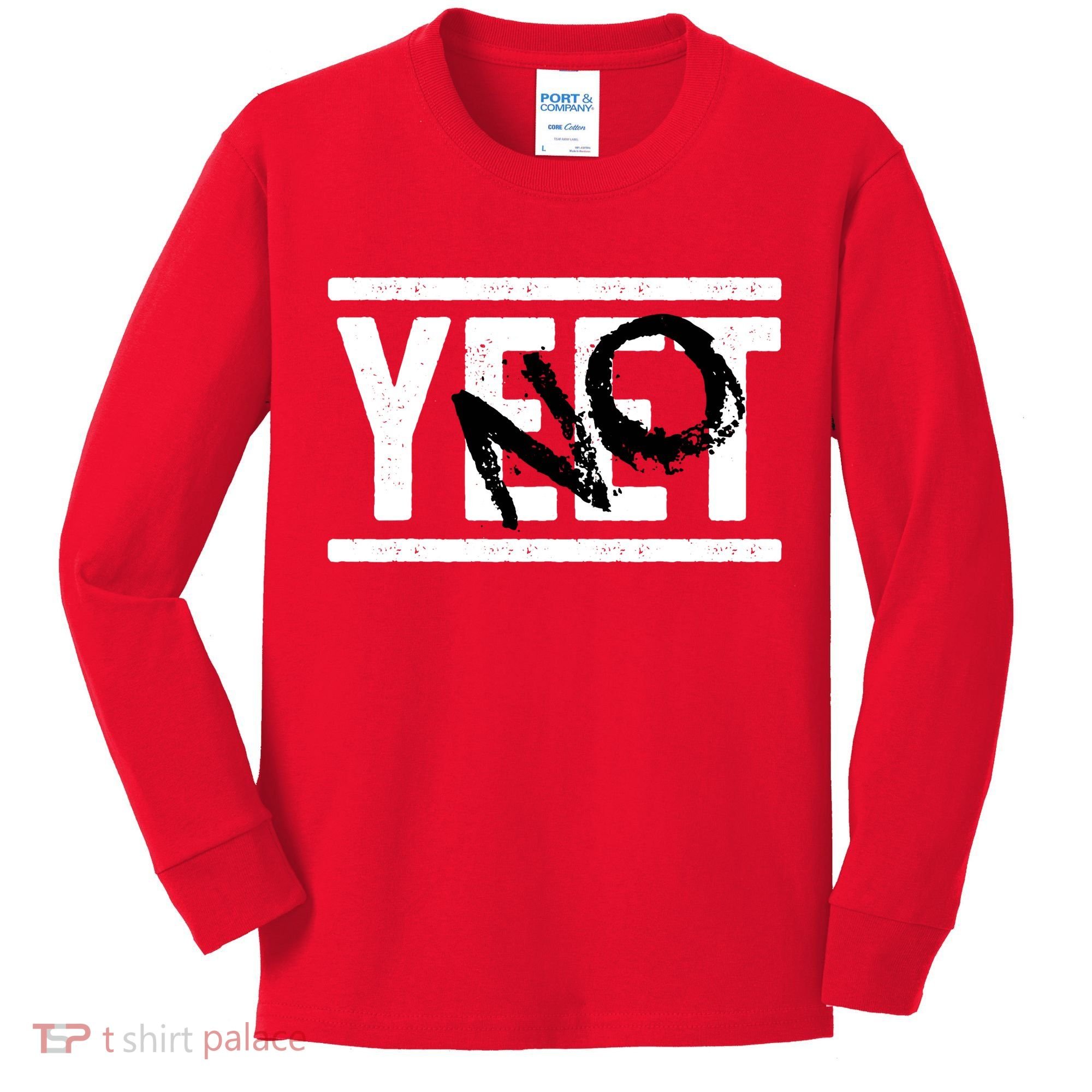 No Yeet Funny Retro Text Kids Long Sleeve Shirt